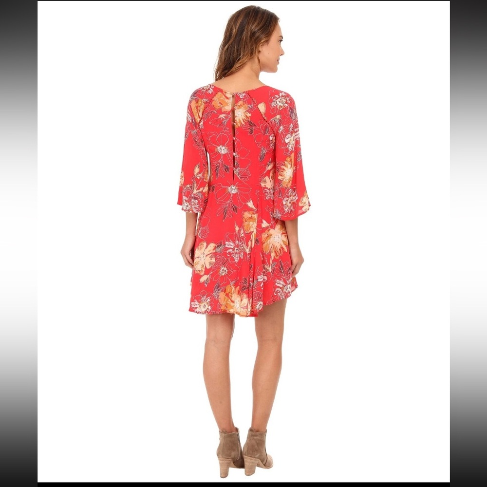 Free People Eyes On You Floral Print High-Low Mini Dress sz.6 - Picture 3 of 6